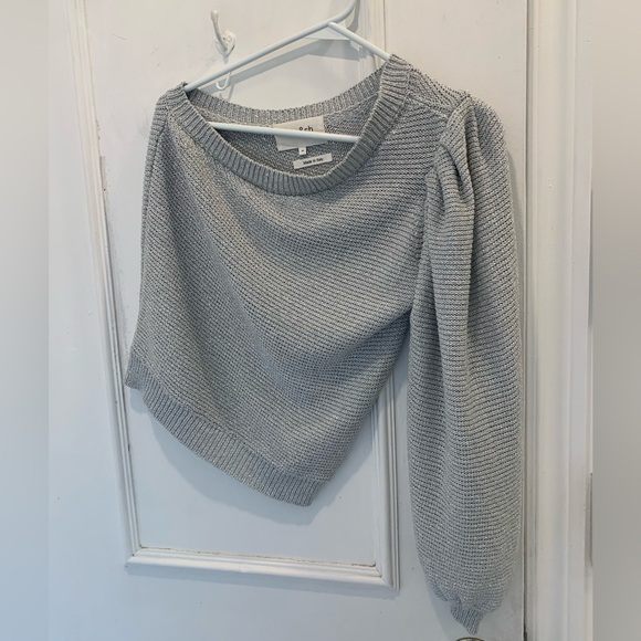 Ba&sh asymmetrical one shoulder glitter silver sweater. Size XS - Picture 4 of 8